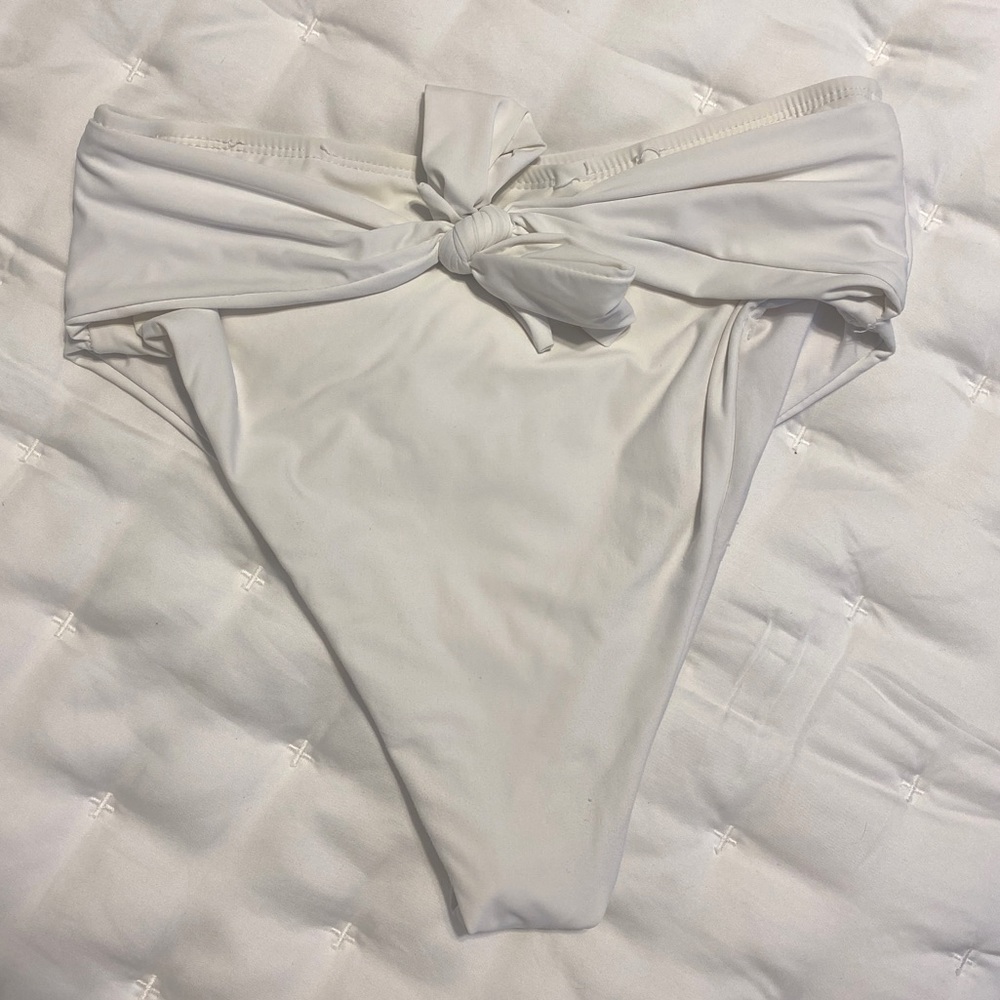 White Tie-Front Bikini Bottoms